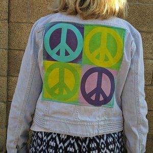 Upcycled Graphic Print Denim Jacket